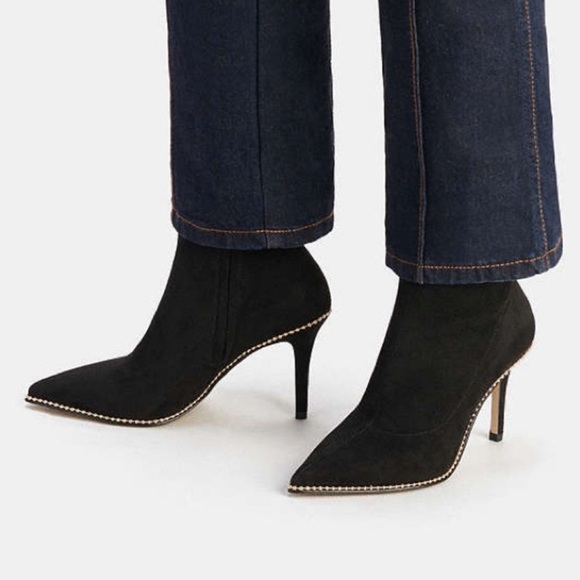 NWT Coach Black Suede Heeled Weston Stretch Ankle Booti - 8 - Picture 1 of 4